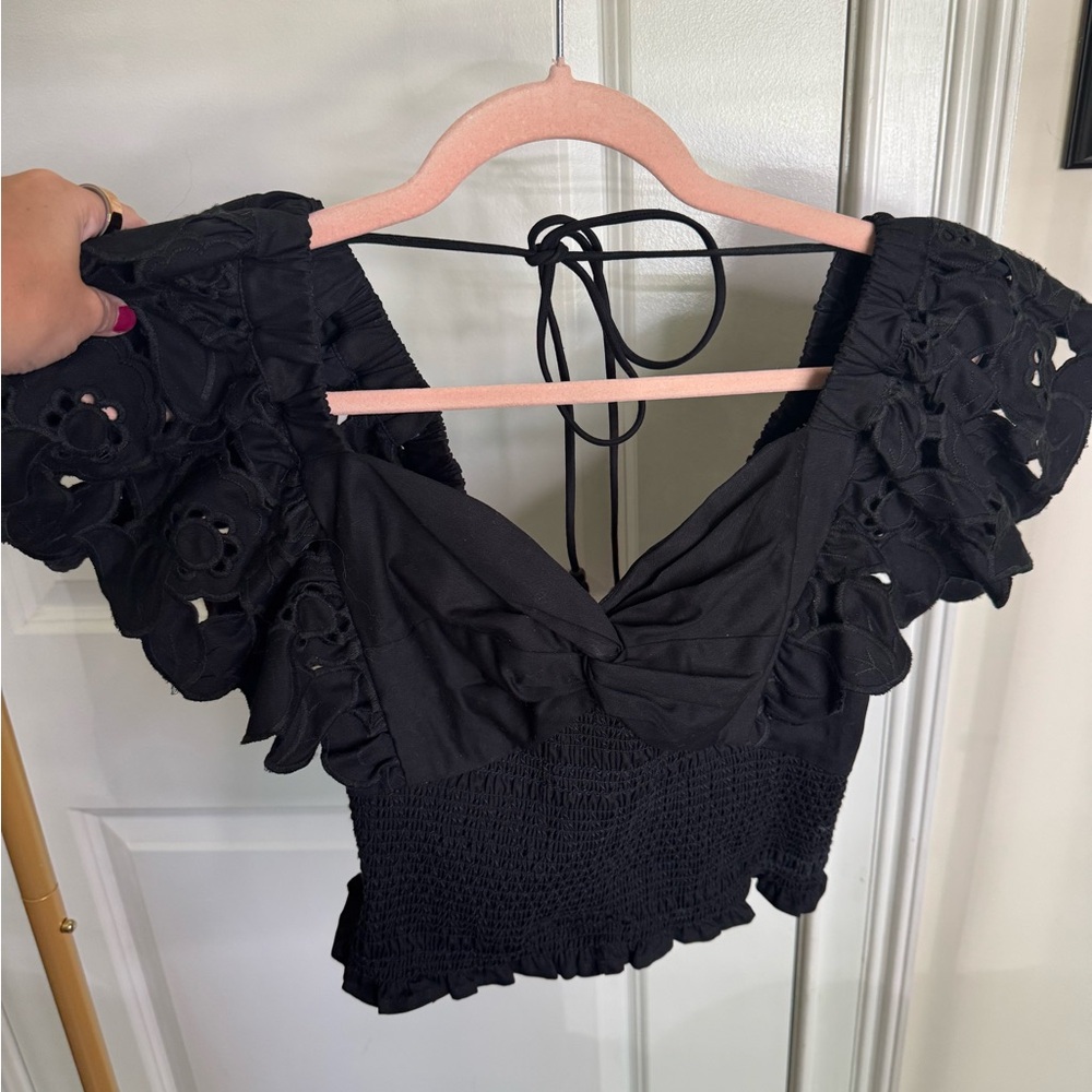 Hope for Flowers by Tracy Reese Smocked Top with Eyelet Puff Sleeves